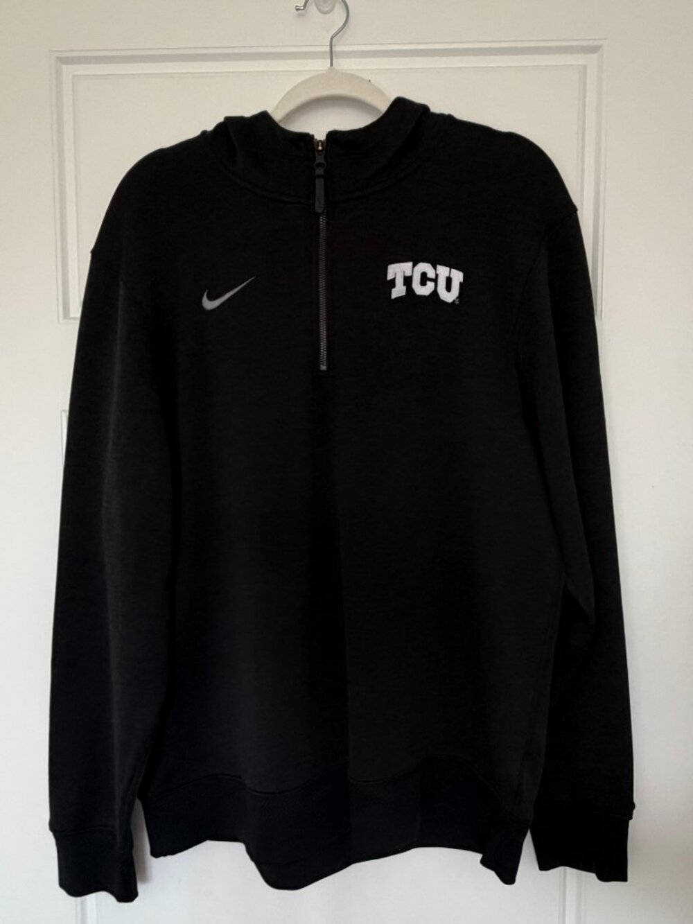 Nike TCU Horned Frogs Quarter Zip Pullover Hoodie Sweatshirt Mens Large Black